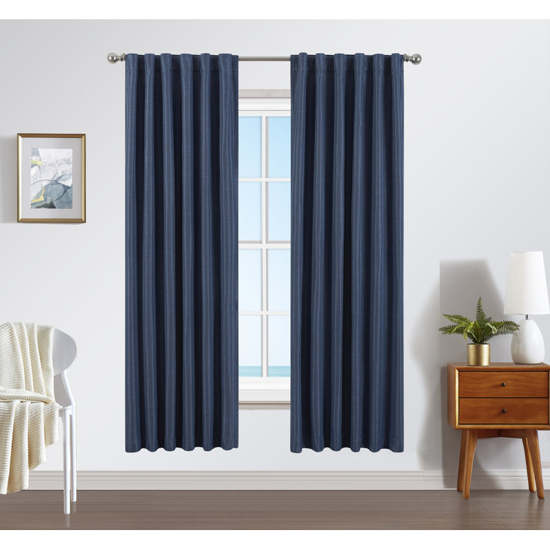 Indigo Thermal Insulated Room Darkening Back Tab Curtains