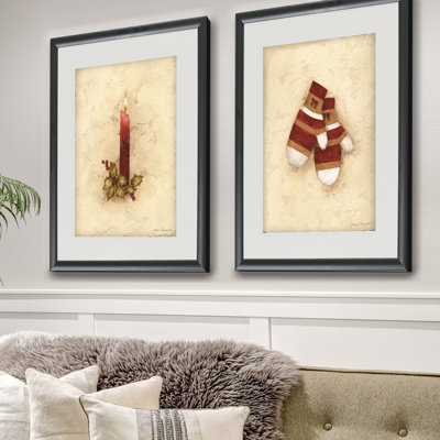 « bougie », ensemble de 2 reproductions de peintures à l’acrylique encadrées