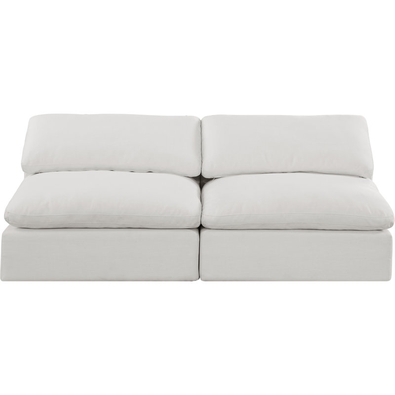 Hurlow Upholstered 78 " Linen and Fabric Sofa, Cream Linen Textured Fabric