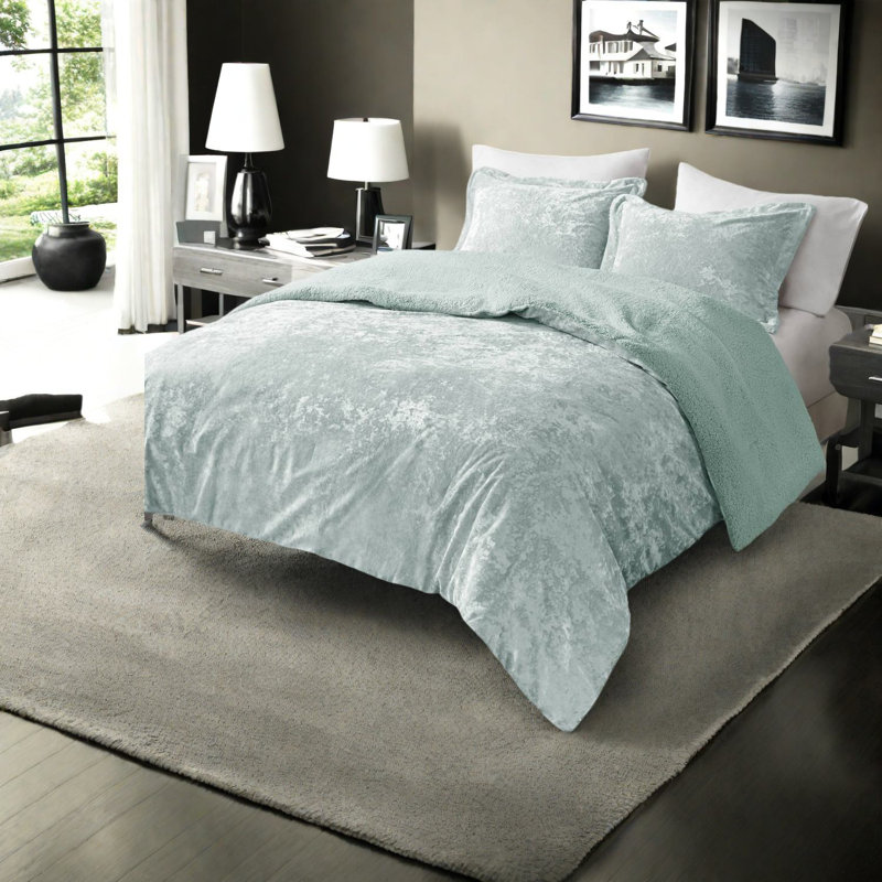 Édredon réversible en velours luxueux Sherpa, turquoise