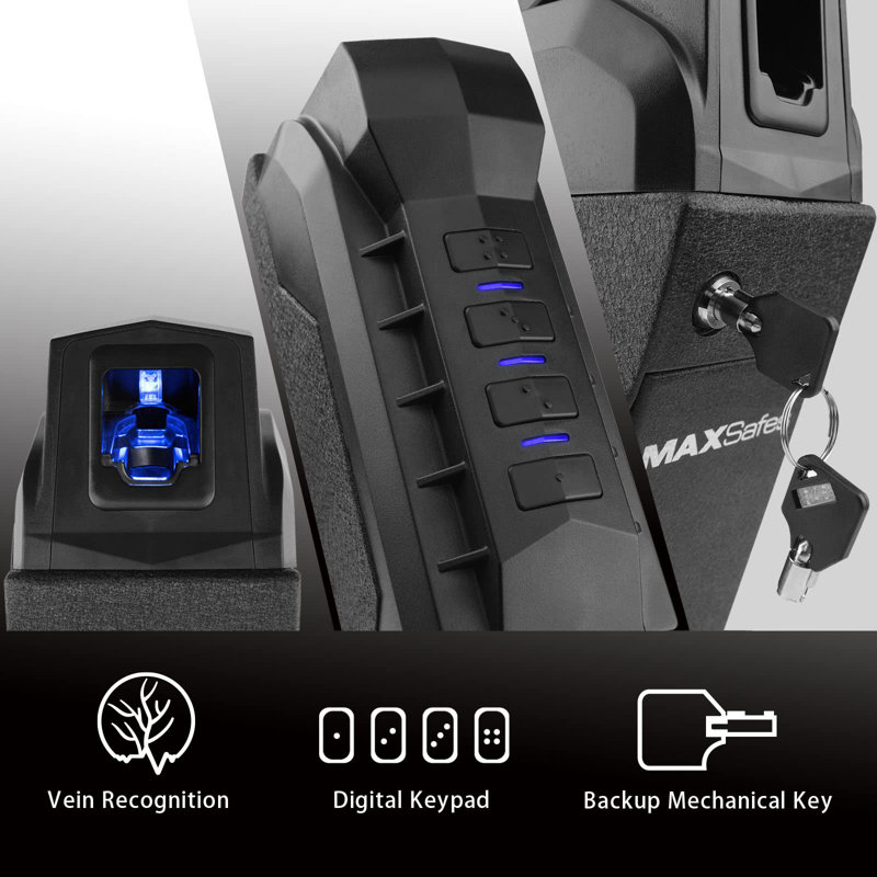 Drop Down Vault With Super Biometric Finger Vein Recognition Lock, Fast Auto-open Handgun Box, Quick-access Pistol Safe Wall Mounting For Desk Table, Ca Doj Approved