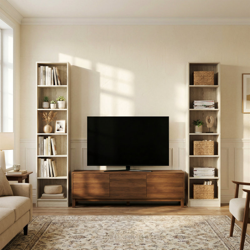79.7"H 6 Shelf Bookcase With 2 Adjustable Shelves, White Oak