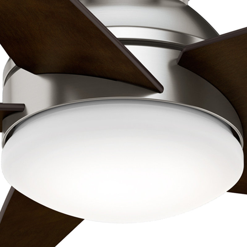 44" Isotope 5 - Blade LED Flush Mount Ceiling Fan with Wall Control and Light Kit Included, Brushed Nickel