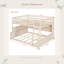 Lit double superposé au-dessus de grand lit double avec tablettes intégrées, lumières à changement de couleur et panneau perforé, beige