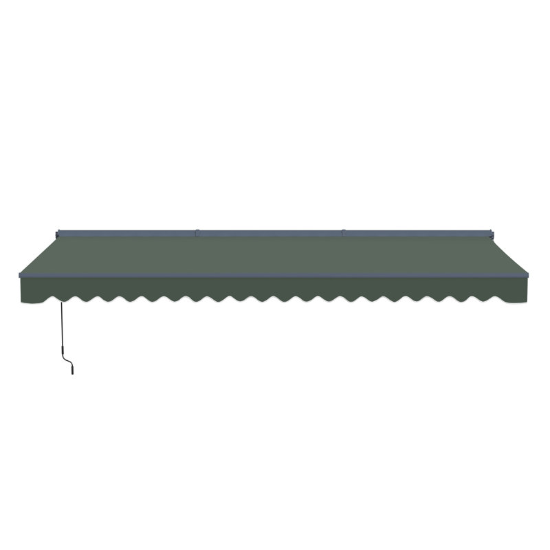 Semi-Cassette Motorized Patio Awning with LED Lights - Moroccan Collection , Forest Green, 20' W x 10' D