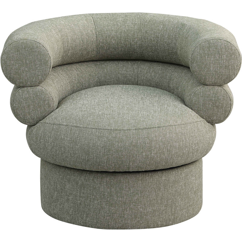 Hyypio Linen Textured Fabric Accent Swivel Chair, Green Linen Textured Fabric