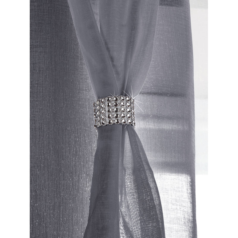 Eoin Diana Eyelet Sheer Curtain Panel, 144 W x 182 D cm, Silver