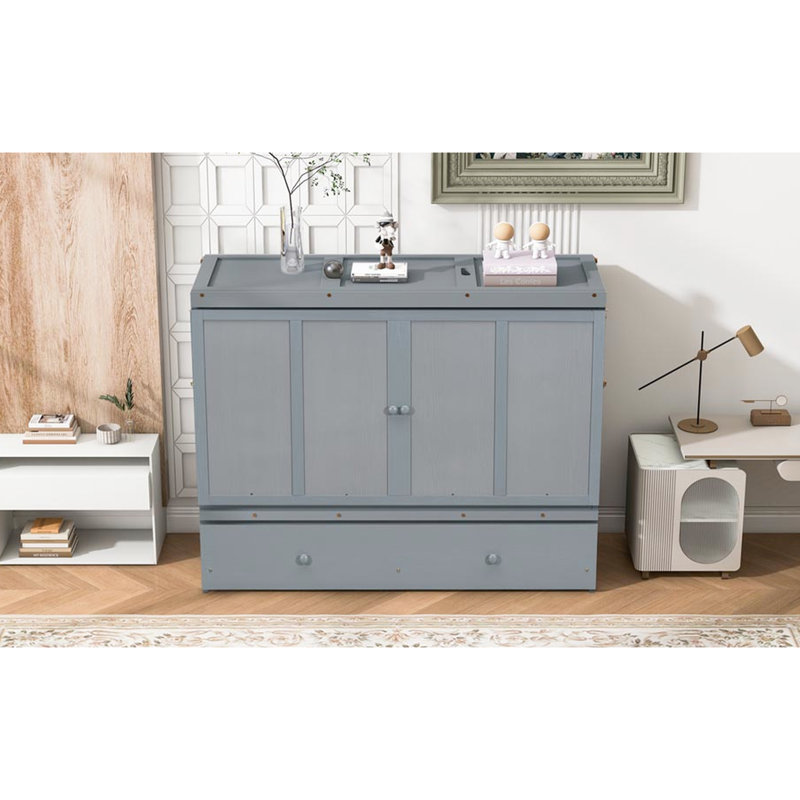 Grand lit en gris avec une abondante fonctionnalité de tiroir, Grand lit, Gris