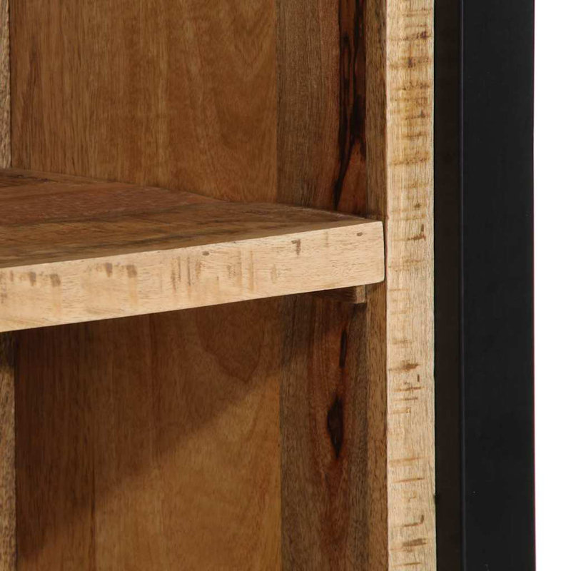 40cm W Metal Bedside Table, Dark Natural