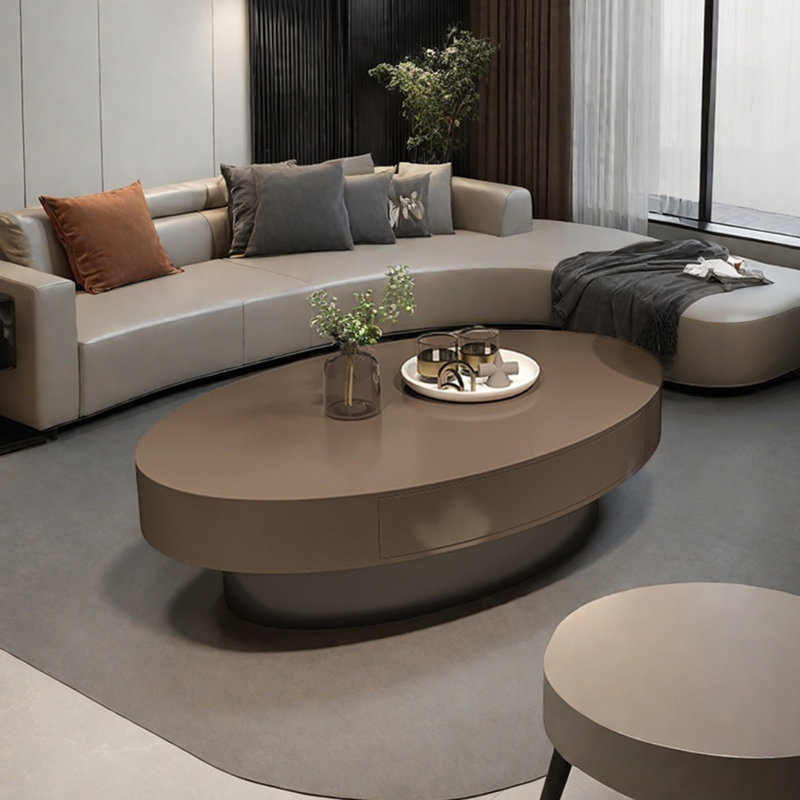 Table basse moderne et simple ovale, Café, H 13 po x L 51,2 po x l 33,5 po