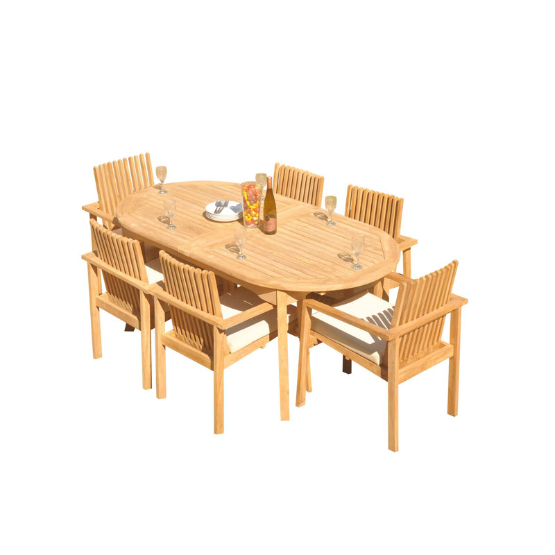 8 - Person Teak Wood Patio Dining Set with