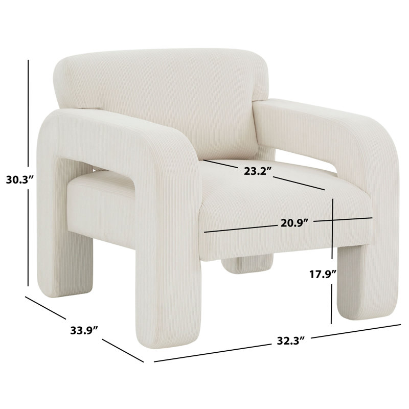 Fauteuil de 32,3 po de large Hiten, Polyester crème