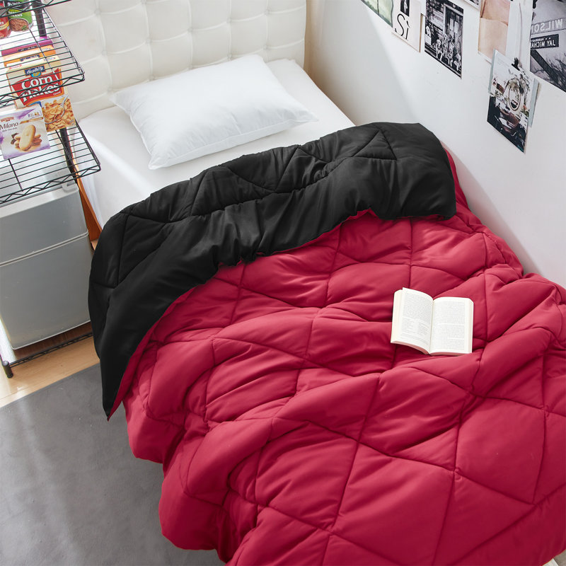 Reversible Microfiber Twin XL Dorm Comforter, Scooter Red/Black