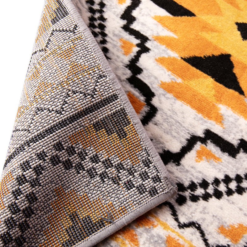 Tapis orange / noir / beige en polypropylène tissé à la machine Janess Southwestern, Tapis de couloir : 3 pi x 10 pi