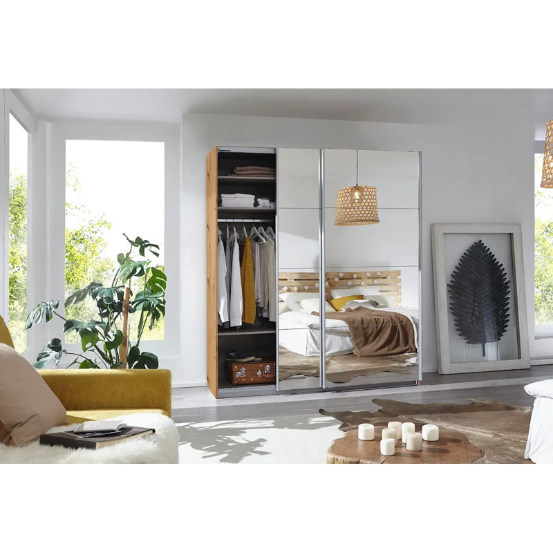 Caracas 3 Door Sliding Wardrobe, Classic, 210cm H x 181cm W x 62cm D, Oak Artisan