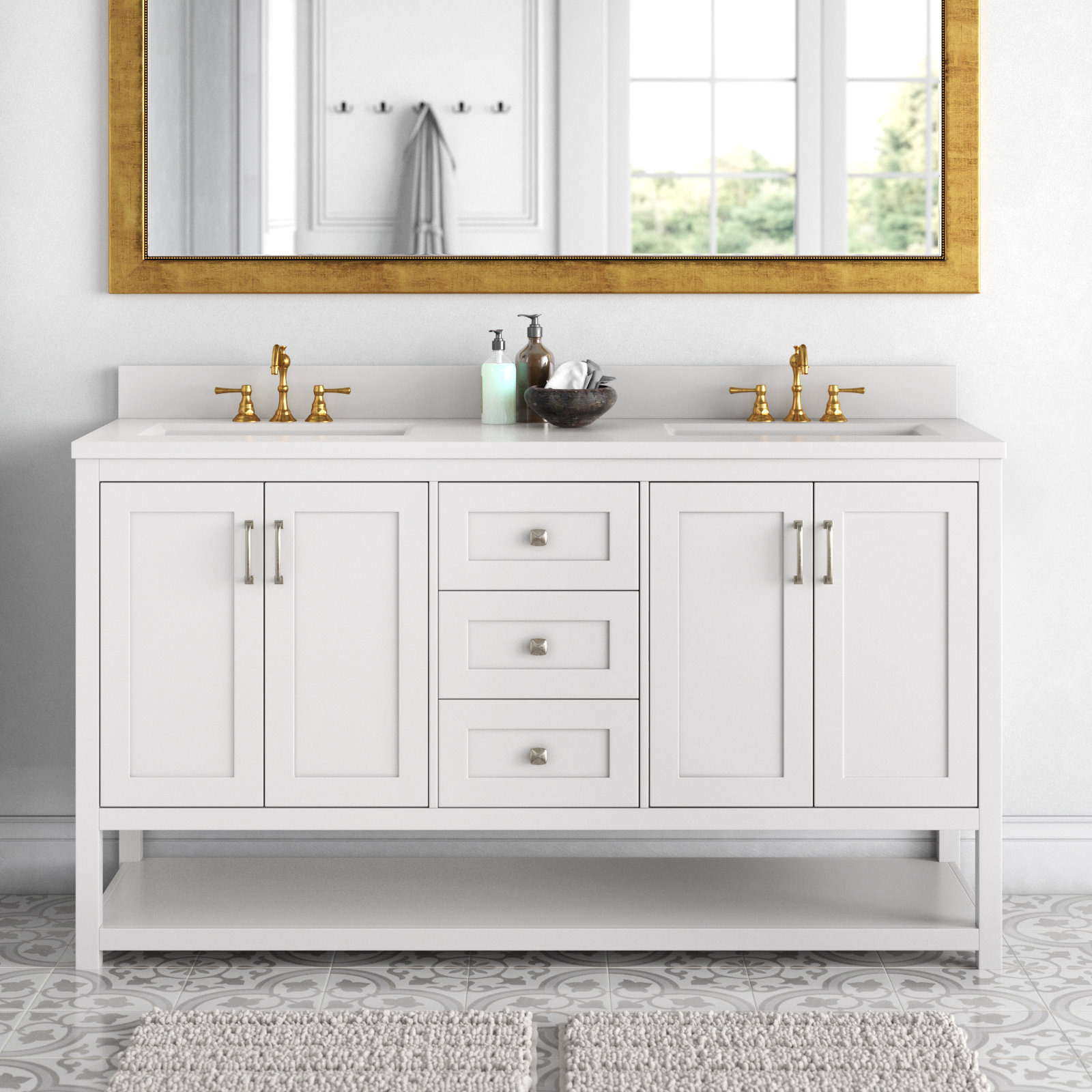 Lark Manor Amarily 61'' Free Standing Double Bathroom Vanity with ...
