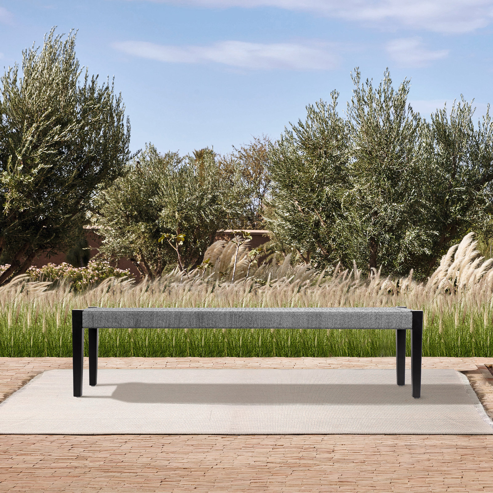Daughtrey 71'' Eucalyptus Outdoor Bench, Dark Eucalyptus, Gray