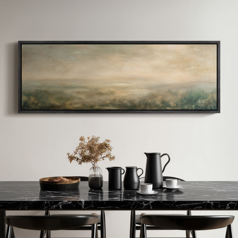 Doux bleu gris prairie chambre à coucher, art mural, H 20 po x l 60 po, Noir