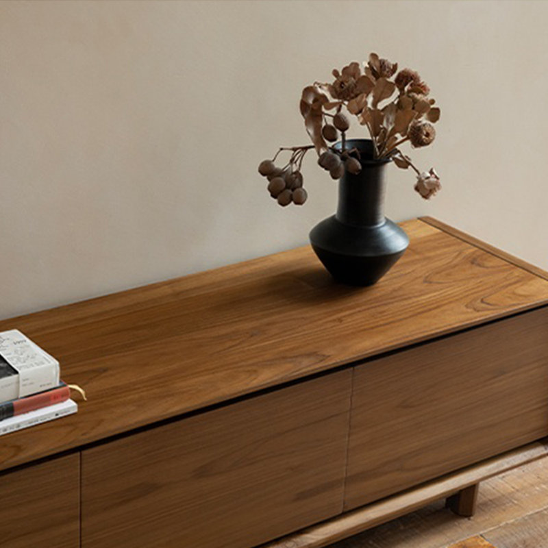 Meuble télé rétro en bois massif simple