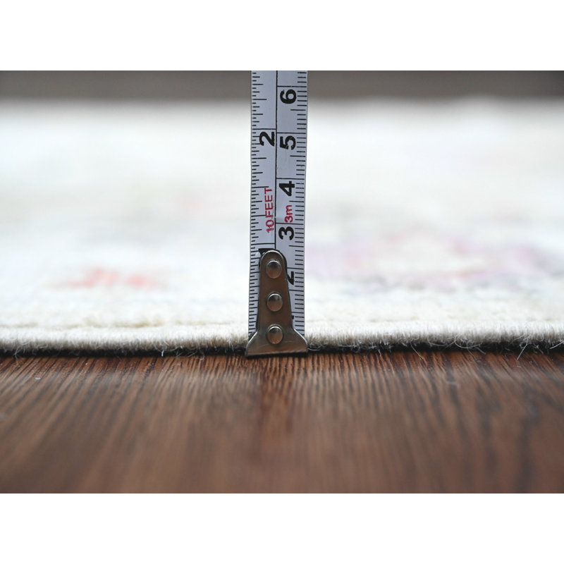 Tapis de couloir blanc en laine noué à la main 3 pi 1 po x 22 pi 4 po Angora C9FA905C2AE942068D91C5C3E6869E39