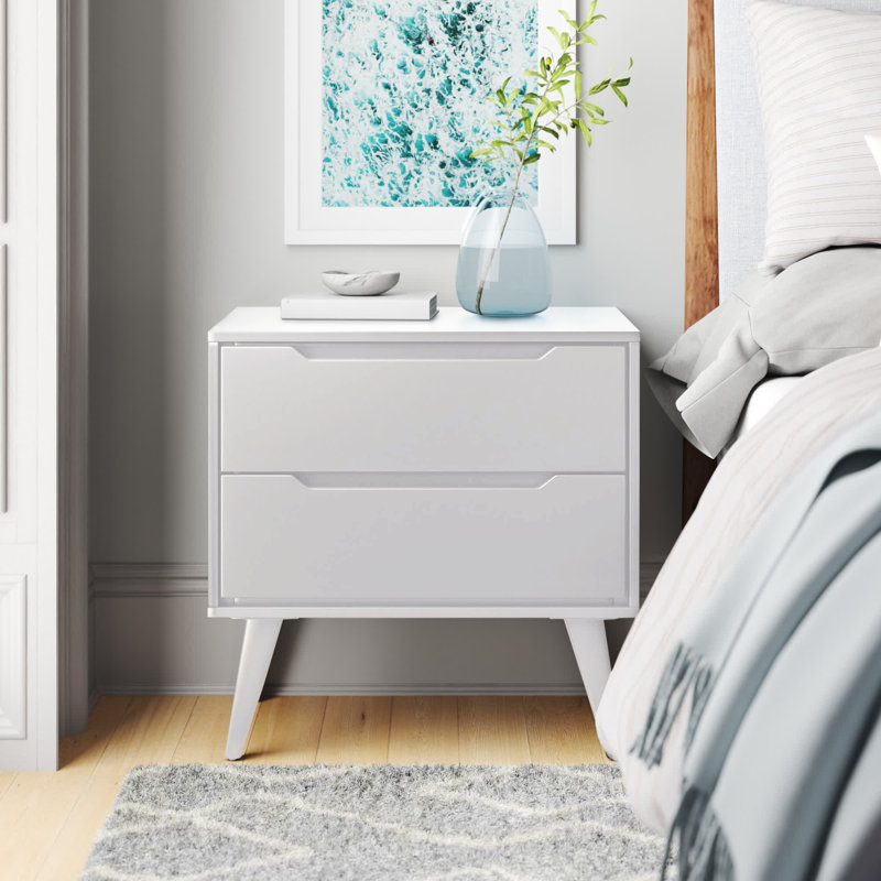 Baruyr 60.03cm W Solid Wood Bedside Table, White
