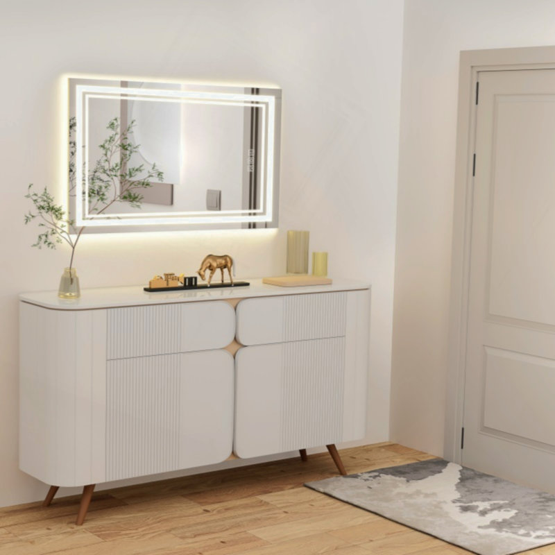 LED Bathroom Mirror With Lights Wall Vanity LED Mirror Stepless Dimmable, Double Front And Backlight, Anti-Fog, Memory Smart Mirror For Bathroom