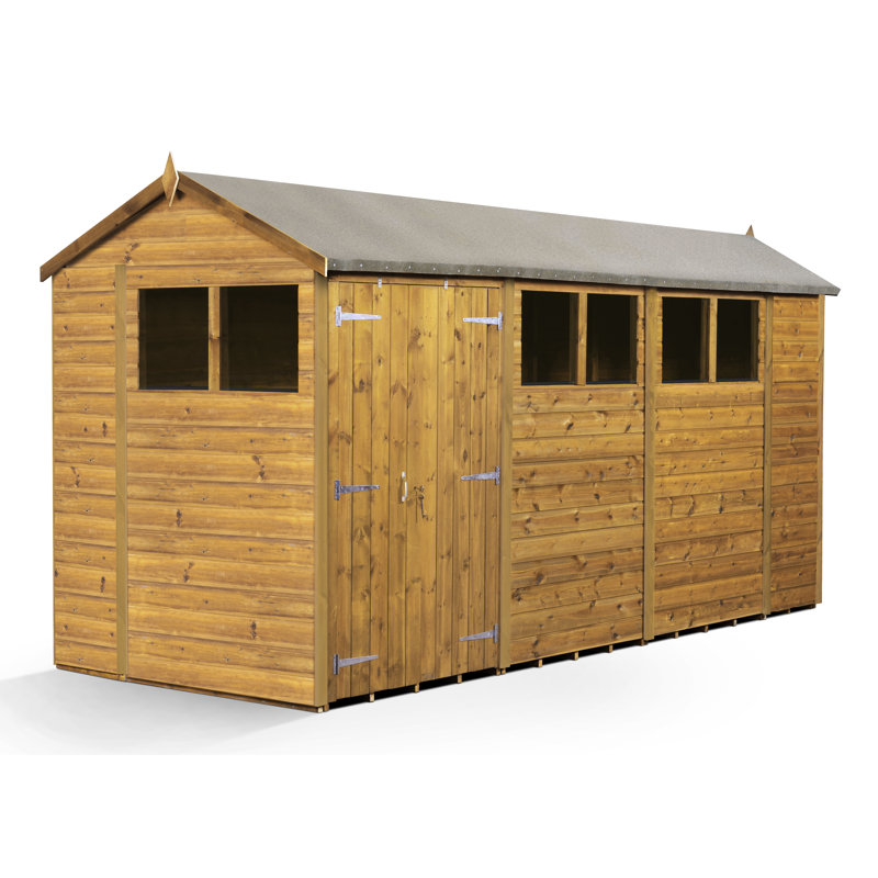 Modular Apex Garden Shed 14X6 With Windows Double Door