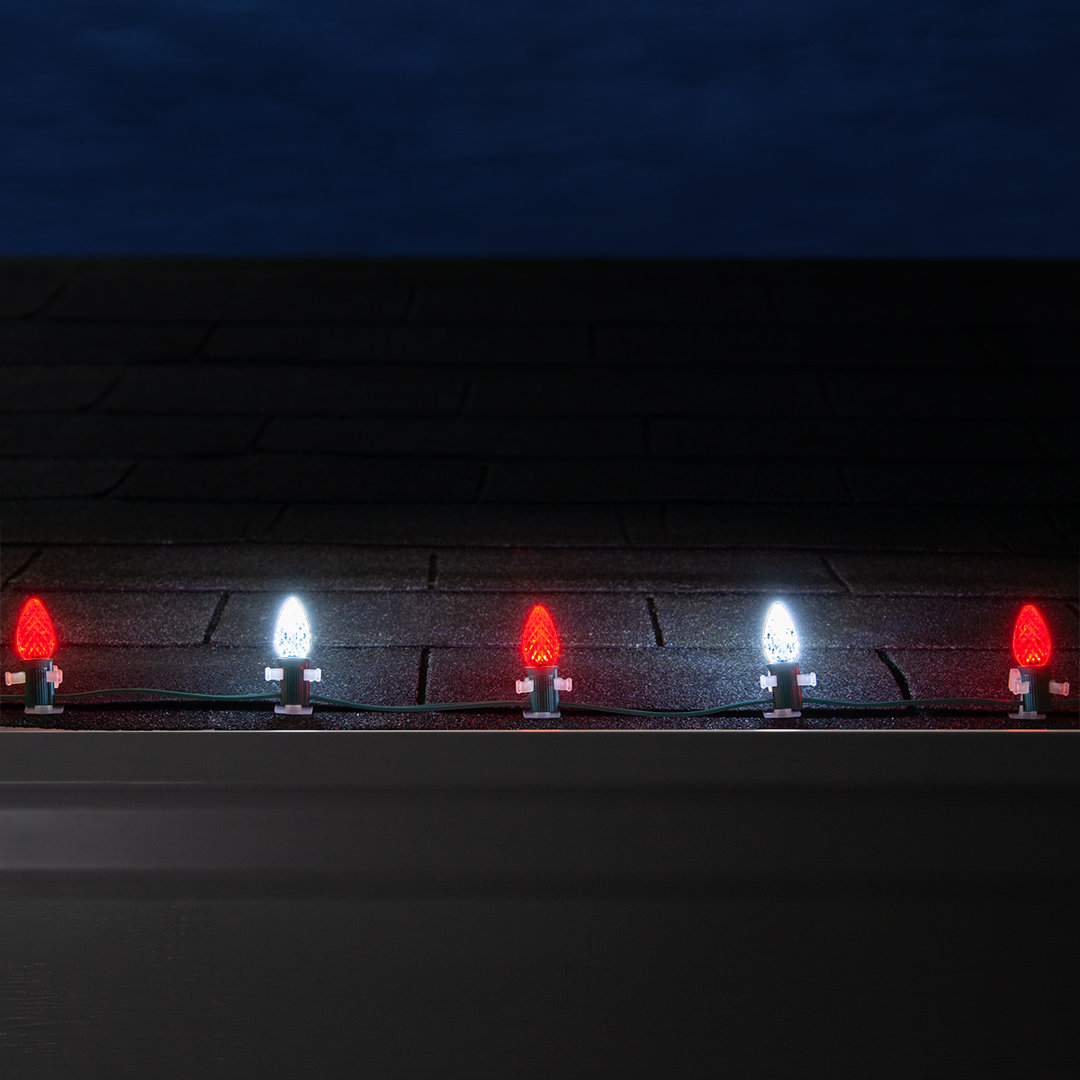 Faceted C7 Shatterproof OptiCore LED Christmas String Lights Wintergreen Lighting