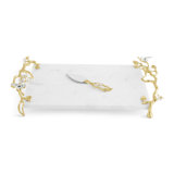 Lovebirds Silver & Gold Chesseboard w Knife