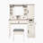Farmhouse Vanity Desk With Sliding Mirror And Lights, Glass Top, Charging Station, 4 Drawers, 2 Cabinets, And Stool For Elegant Bedroom Decor-259094938