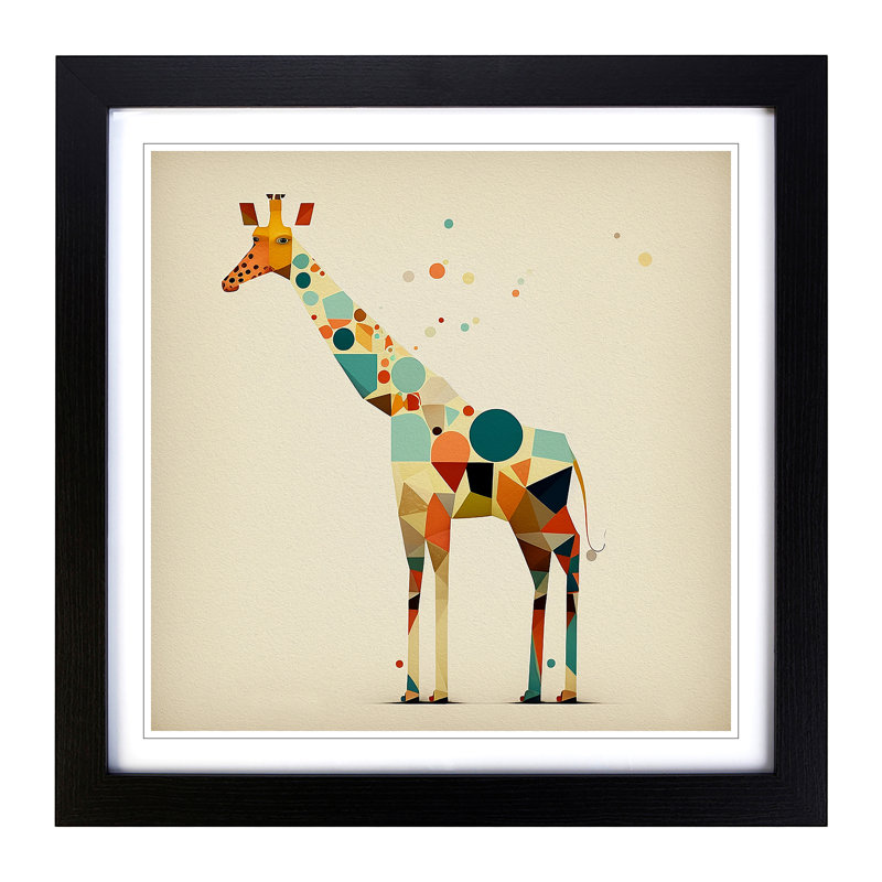 Giraffe Suprematism No.1 - Framed Print, Black