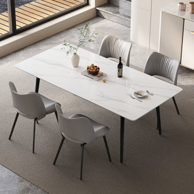 70.8'' Sintered Stone Dining Table And Chair Set For 8