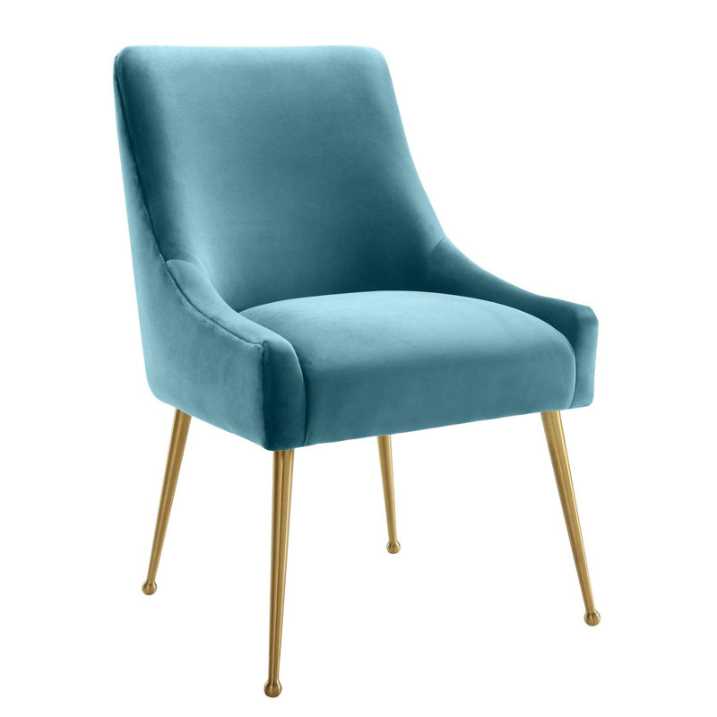 Chaise d'appoint en velours bleu mer Joe, Bleu mer
