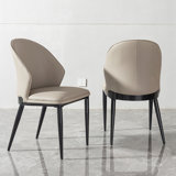 Dining chair PU with unique design backrest set of 2
