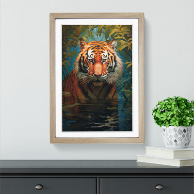 XYZ-FRM-V1223-6164 Tiger Informel - Single Picture Frame Print on Wood