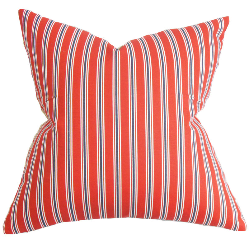 Striped Cotton Reversible Throw Pillow, 20" x 20", Red/Blue