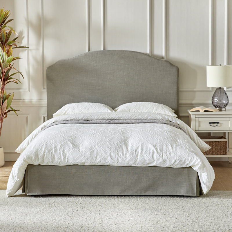 Harutiun Upholstered Platform Bed with Washable Slipcover and Adjustable Headboard, Queen, Solid Gray