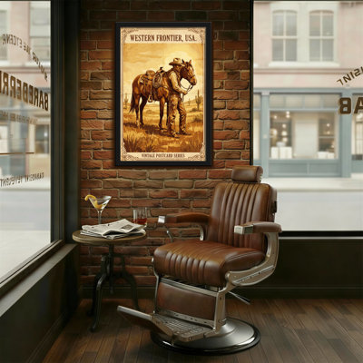 Fashion Western Frontier Cowboy And Horse Scene