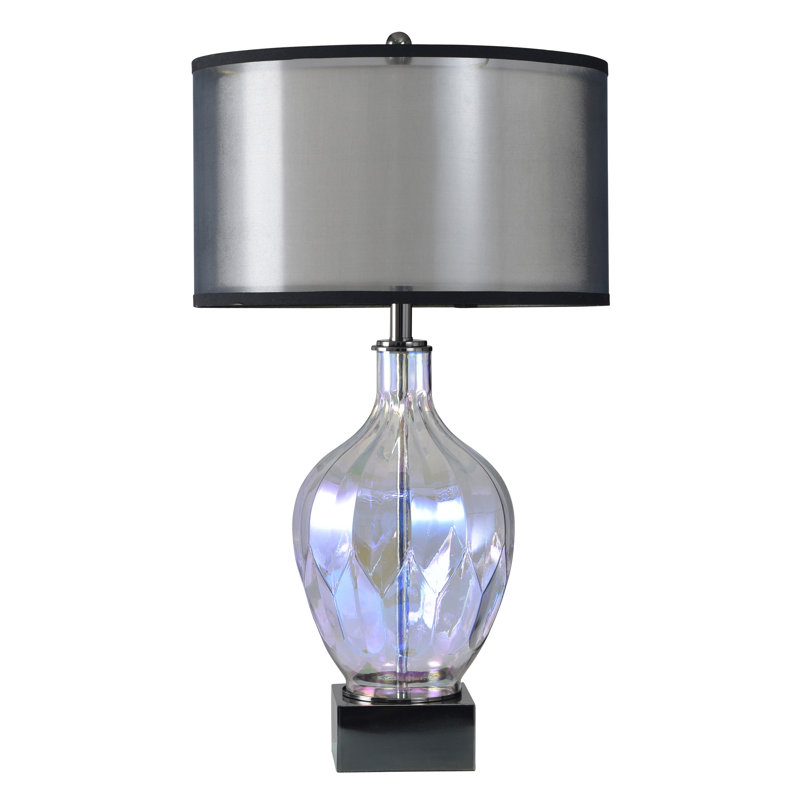 Eclipse Iridescent Glass Table Lamp - Opuzen Ebony - Black & Silver Shade