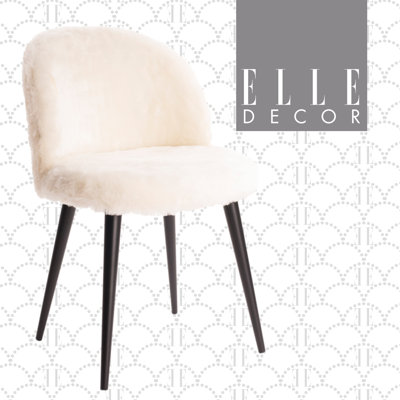 Elle Decor Cami Vanity Chair, Upholstered Armless Single Seat Plush Accent for Living Room, Home Office Desk or Bedroom, Mid Century Modern Tapered Legs