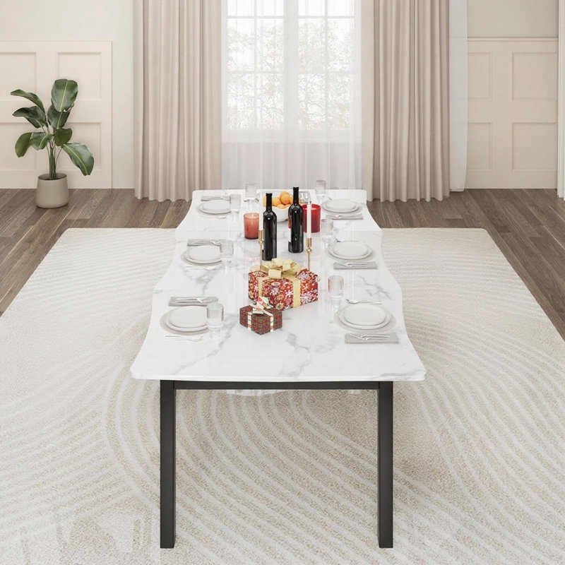 Rectangular Table, With Wave Irregular Edge, Waterproof Scratch-Resistant, 29.5"H x 70.9"L x 35.4"W