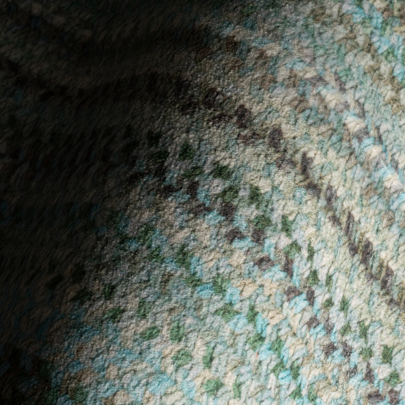  Navelle Bordered Washable Area Rug, Blue/Green, Runner 2'6" x 8'