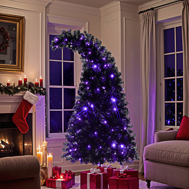 Arbre de Noël artificiel incurvé pré-éclairé
