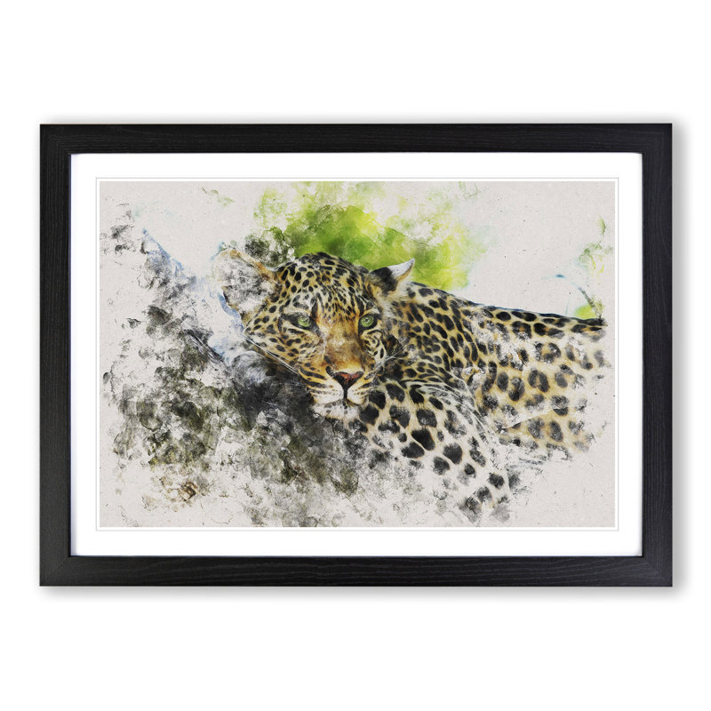 Leopard Vol.2 - Picture Frame Graphic Art, 36cm H x 48cm W x 2cm D, Black Framed