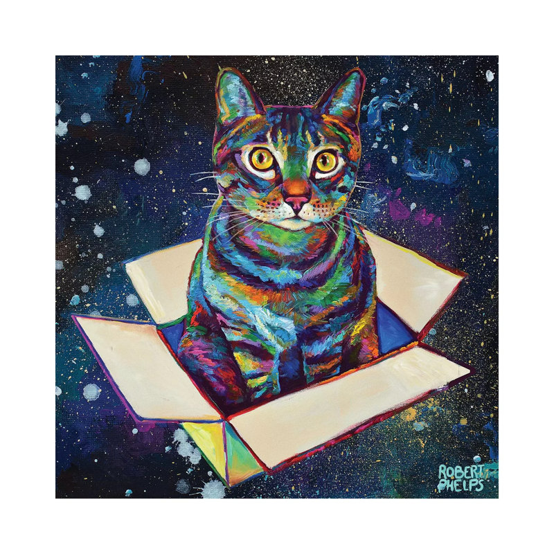Space Cat by Robert Phelps - Wrapped Canvas Gallery-Wrapped Canvas Giclée, 45.72 cm H x 45.72 cm W x 3.175 cm D