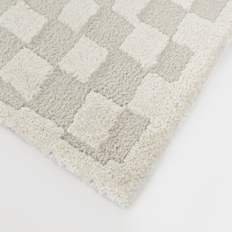 Bingham Cream Abstract Checkered Area Rug, Rectangle 5'3" x 7'