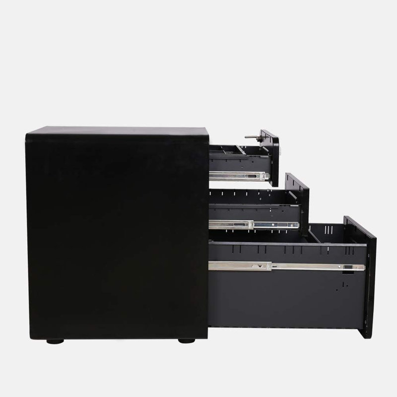15.3'' Wide 3 -Drawer Mobile Steel File Cabinet, Black