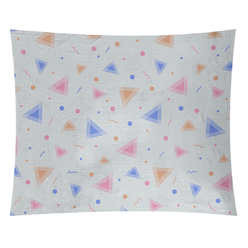 Tapisserie «Avicia 90's Retro» par Katelyn Elizabeth, Intérieur / extérieur, H 60,5 po x l 81,5 po, Bleu / jaune / rose