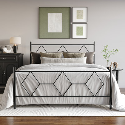TWIN SIZE METAL PLATFORM BED IN BLACK