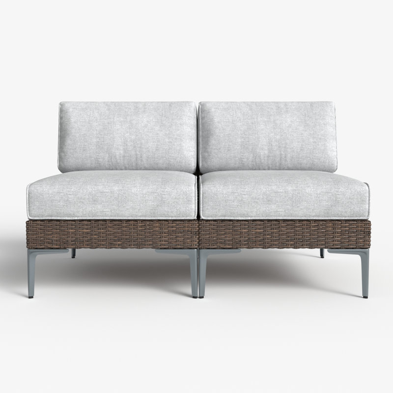 Wicker Outdoor Armless Lounge Chair, Grey